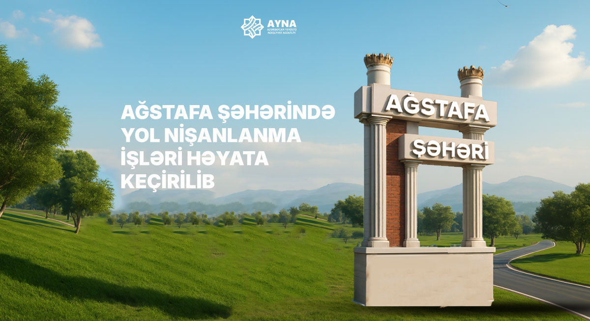 Ağstafa şəhərində yol nişanlanma işləri aparılır