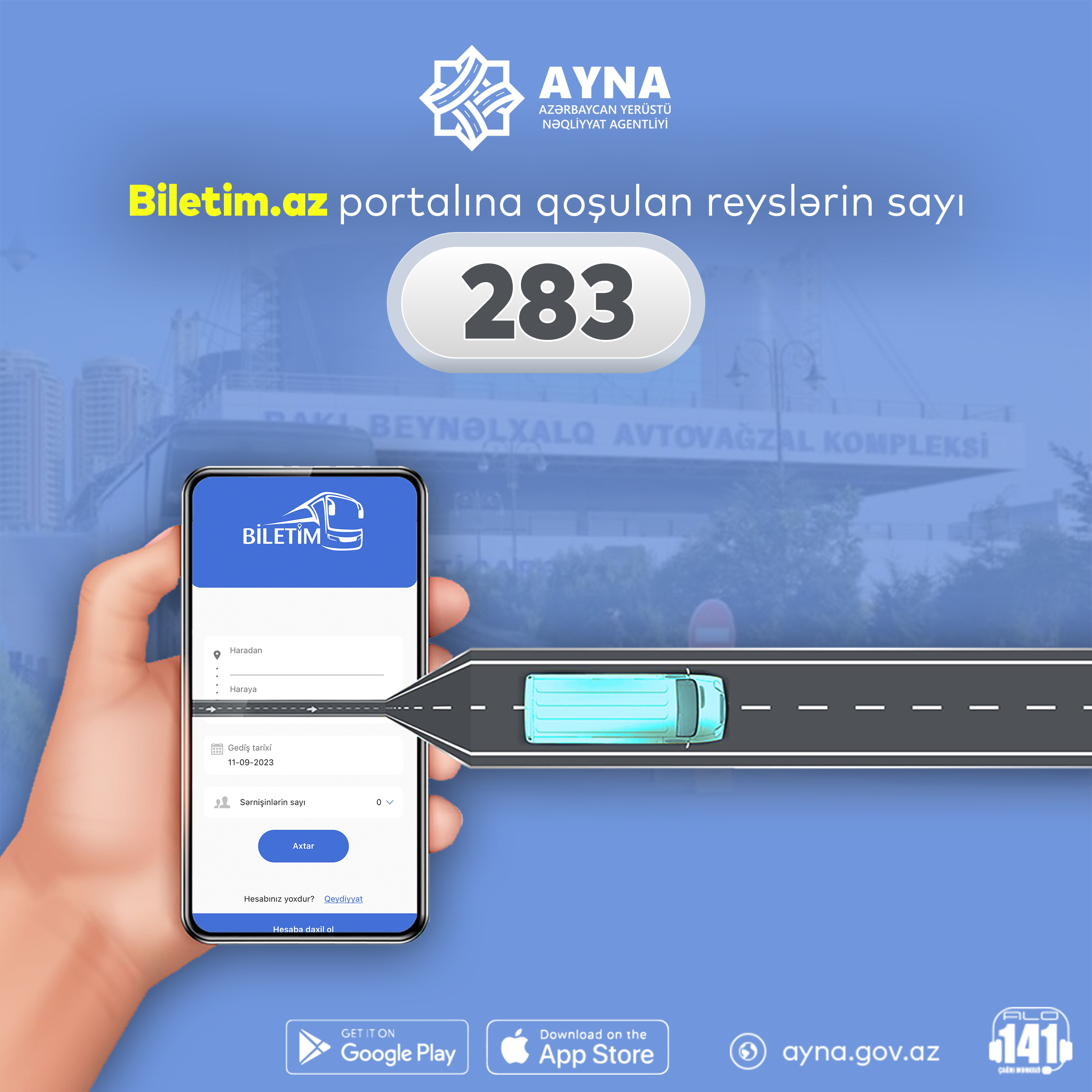 “Biletim.az” portalına qoşulan reyslərin sayı 283-ə çatıb