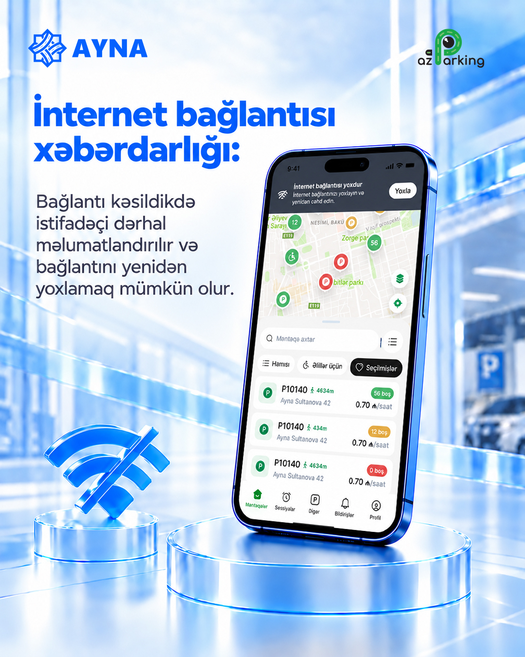 “AzParking” mobil tətbiqinə yeni funksiyalar əlavə edilib