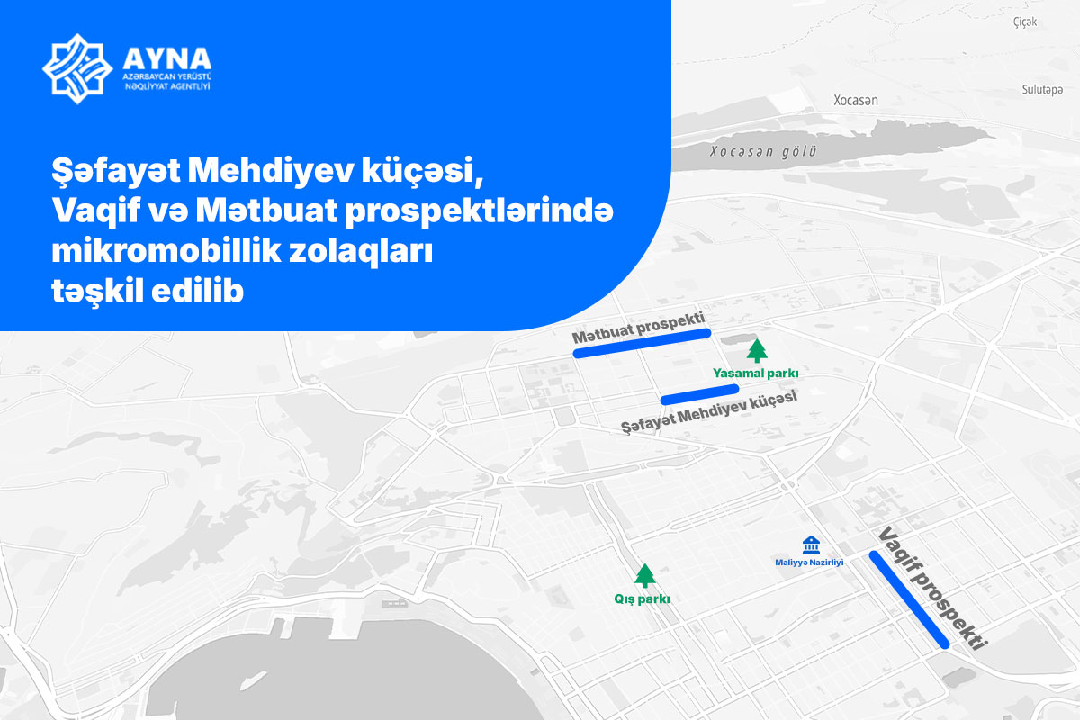 Şəfayət Mehdiyev küçəsi, Vaqif və Mətbuat prospektlərində mikromobillik zolaqları təşkil edilib