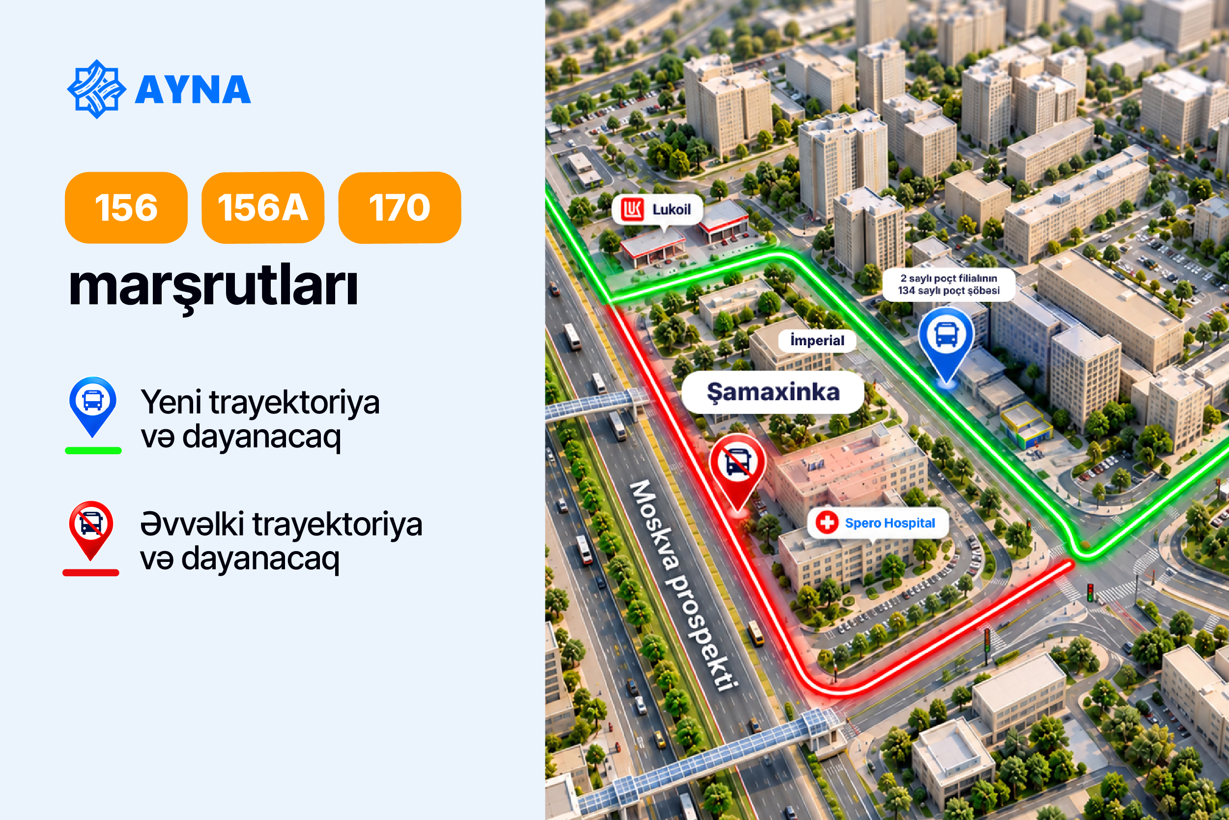 “20 Yanvar” metrostansiyası və “Şamaxinka” ətrafında bəzi marşrutlar dayanacaq məntəqələrindən çıxarılır