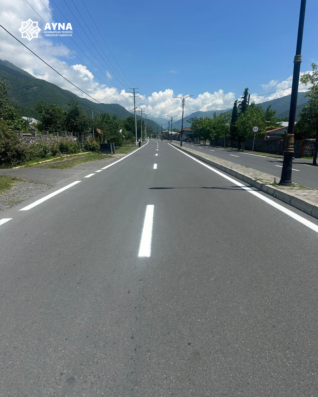 Qax rayonunda yol nişanlanma işləri aparılır