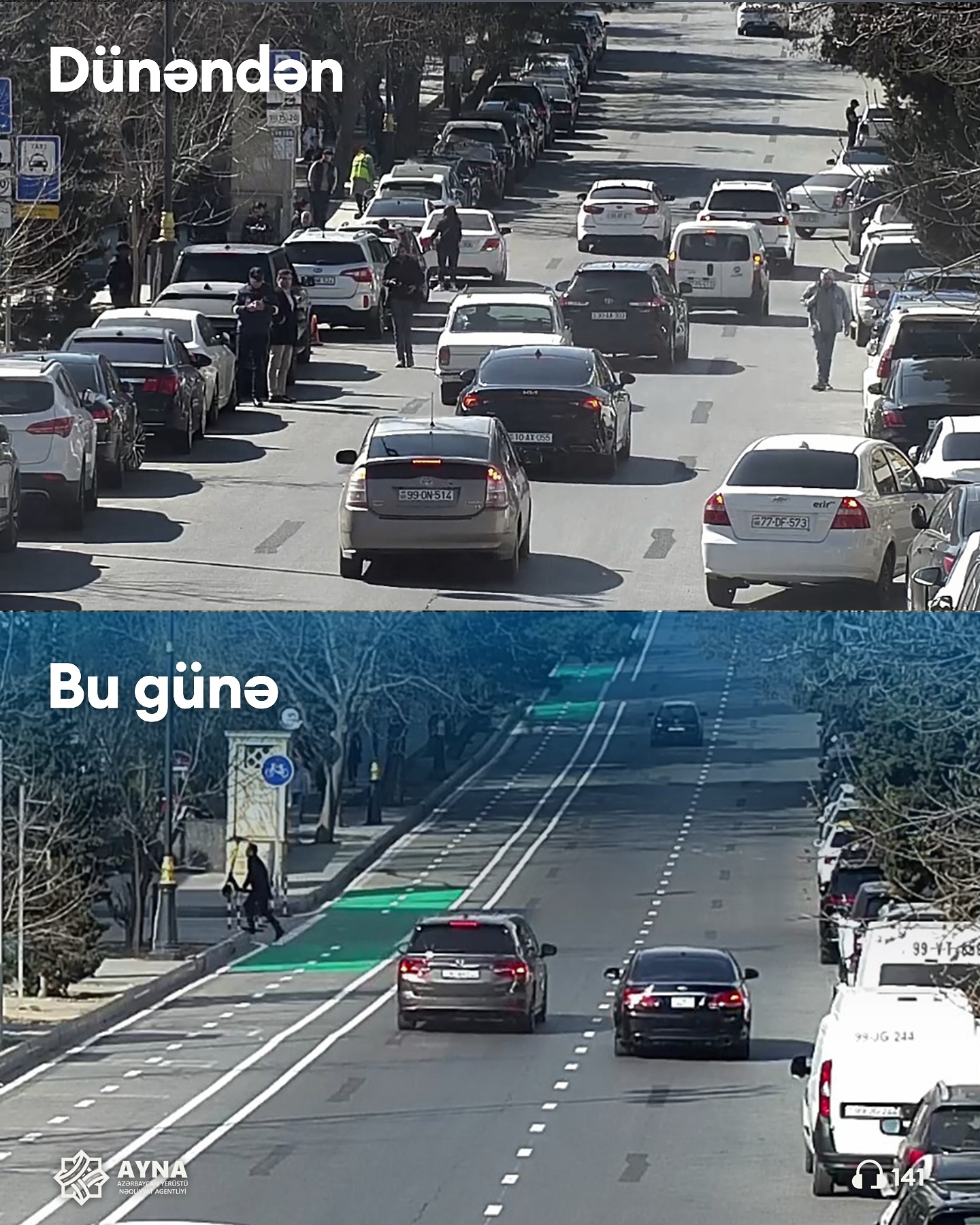 Bəxtiyar Vahabzadə küçəsində mikromobillik zolağı təşkil edilib