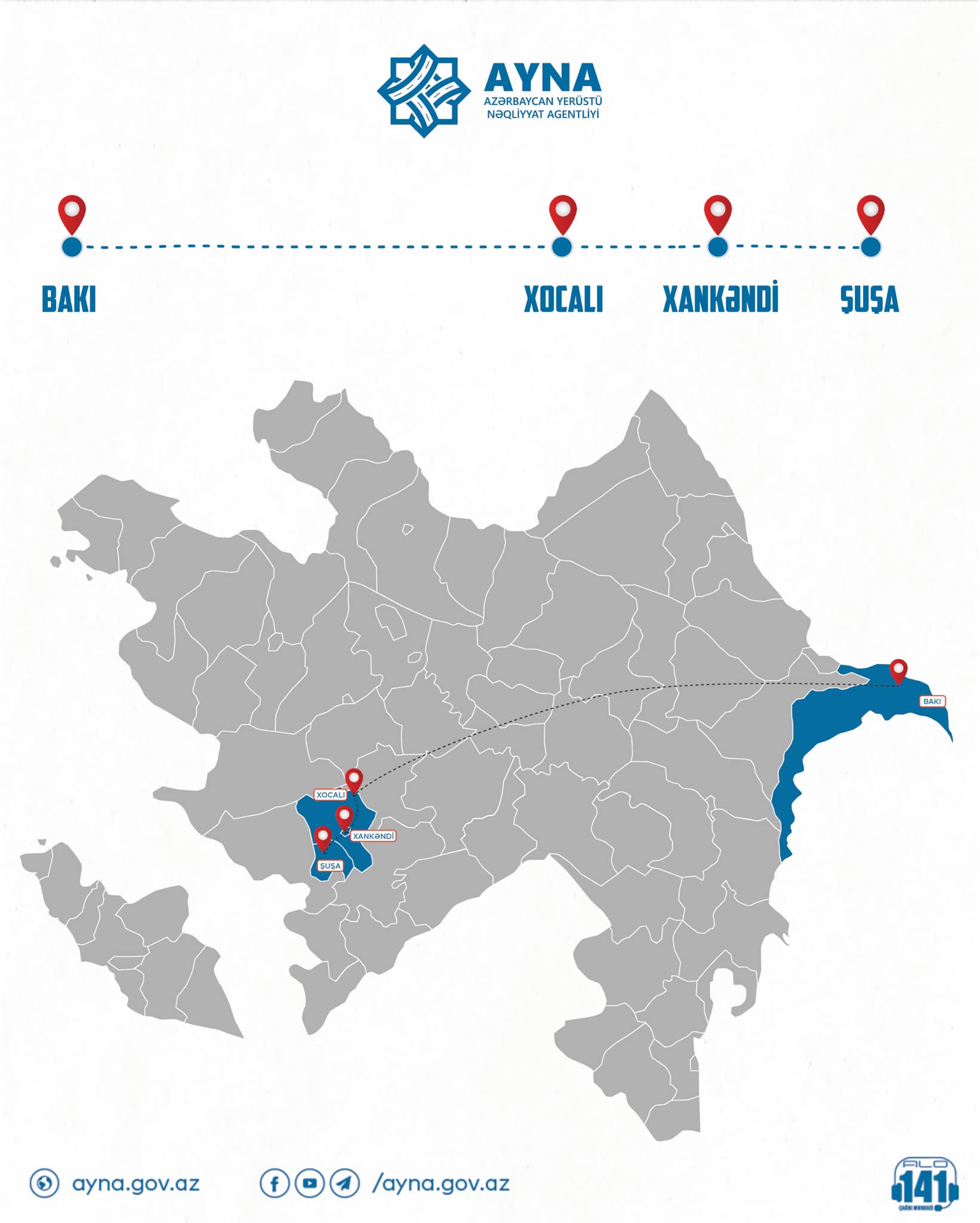 Bakı-Xocalı-Xankəndi-Şuşa müntəzəm avtobus reysi istifadəyə veriləcək